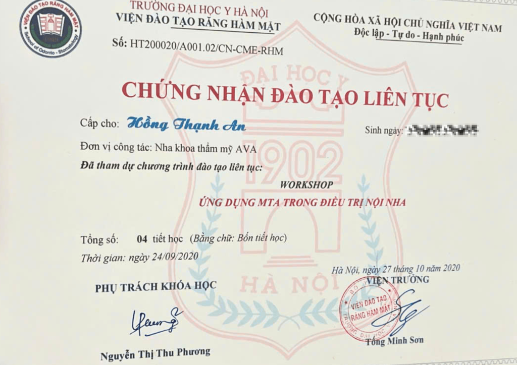 bằng cấp bác sĩ An