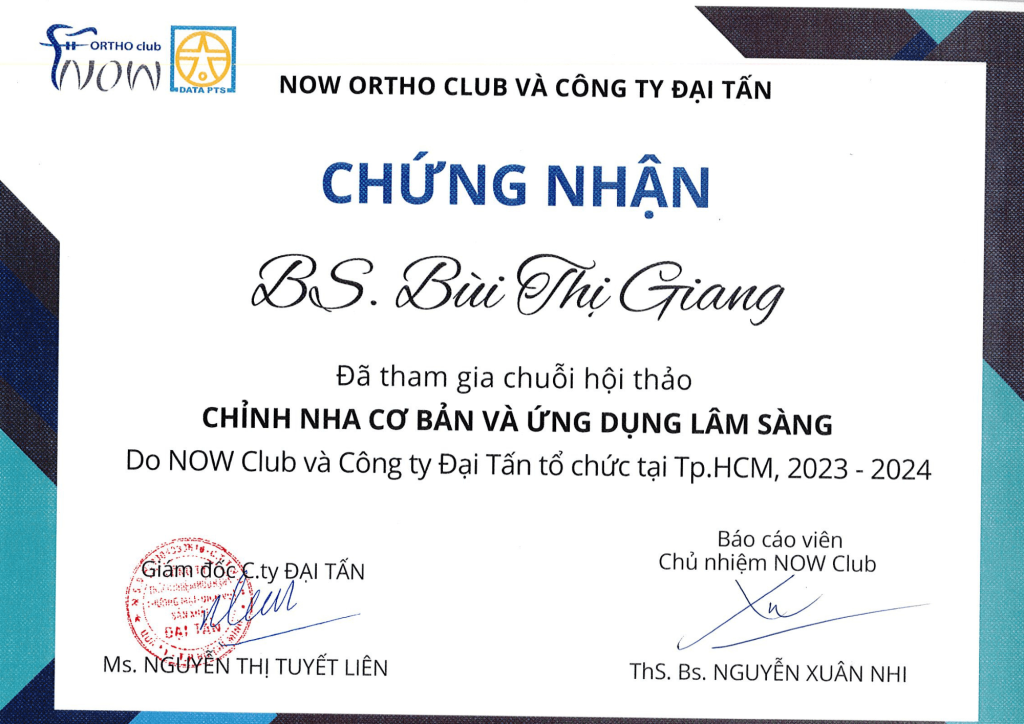 Bằng cấp bác sĩ Giang Bằng cấp bác sĩ Giang
