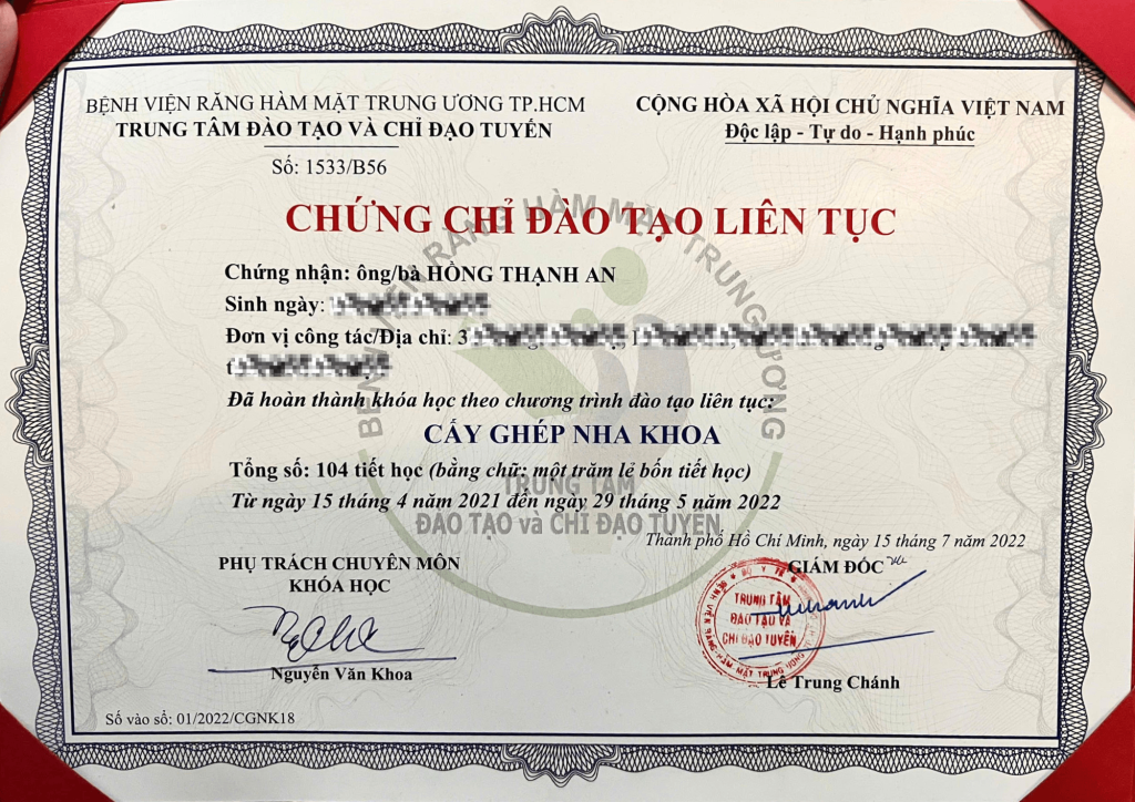bằng cấp bác sĩ An