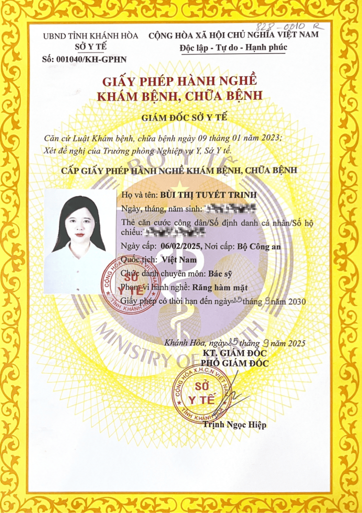 Giấy Phép Hành Nghề Bs Trinh