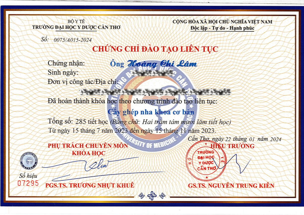 bằng cấp bác sĩ lâm