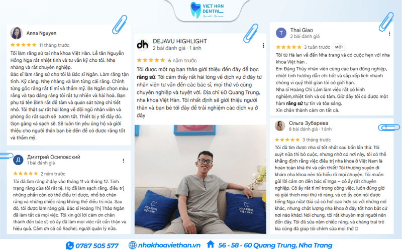 Khách hàng review dịch vụ răng sứ thẩm mỹ tại Nha khoa Việt Hàn