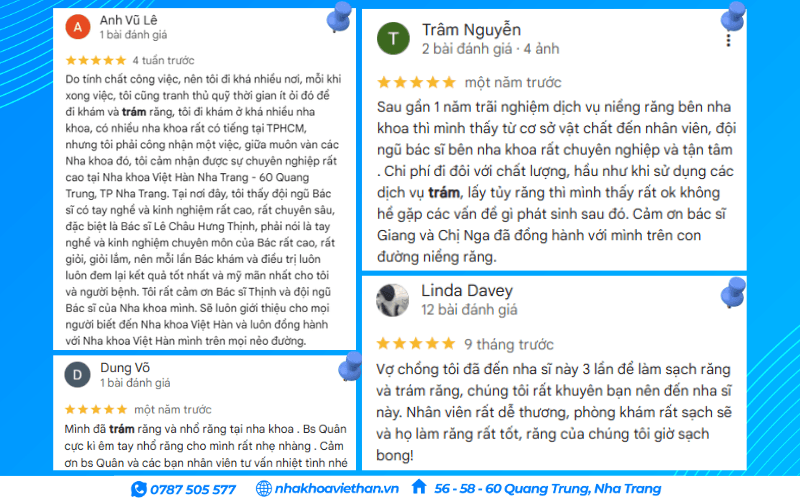 Khách hàng đánh giá dịch vụ trám răng tại Nha khoa Việt Hàn (Nguồn: Google Maps)