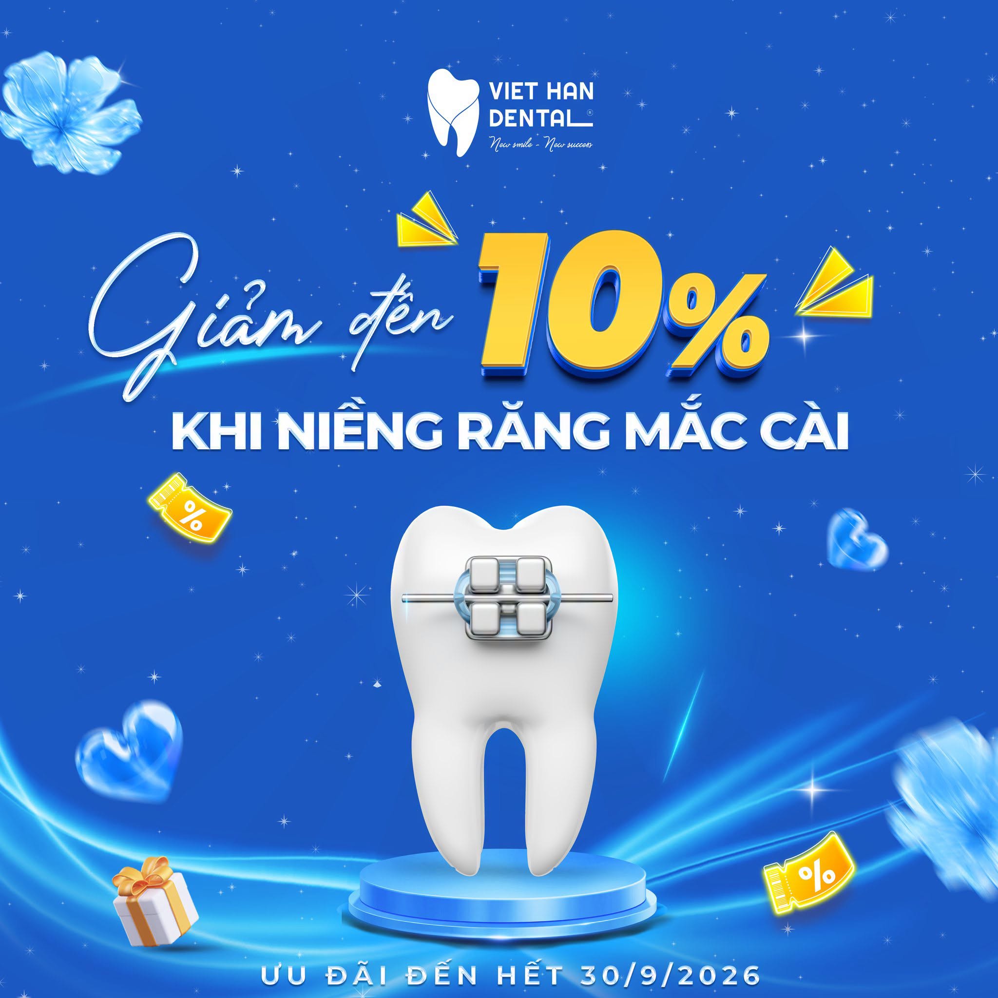 Ưu đãi niềng răng mắc cài - Sinh nhật Nha khoa Việt Hàn 10 năm