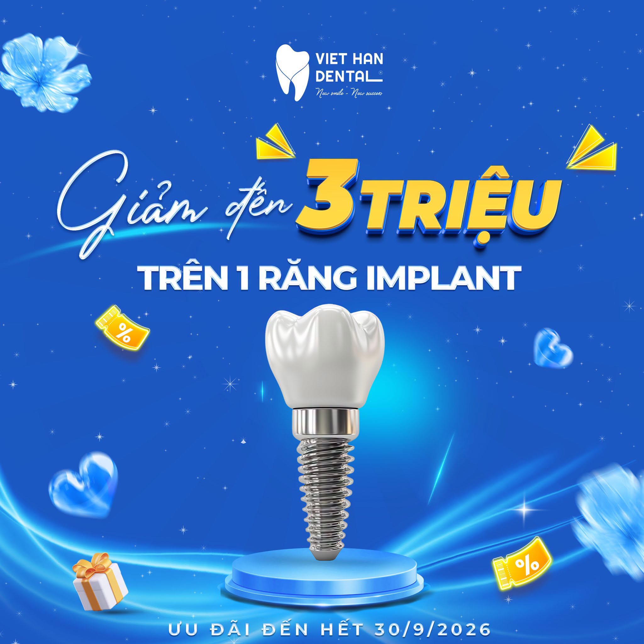 Ưu đãi trồng răng Implant- Sinh nhật 10 năm Nha khoa Việt Hàn