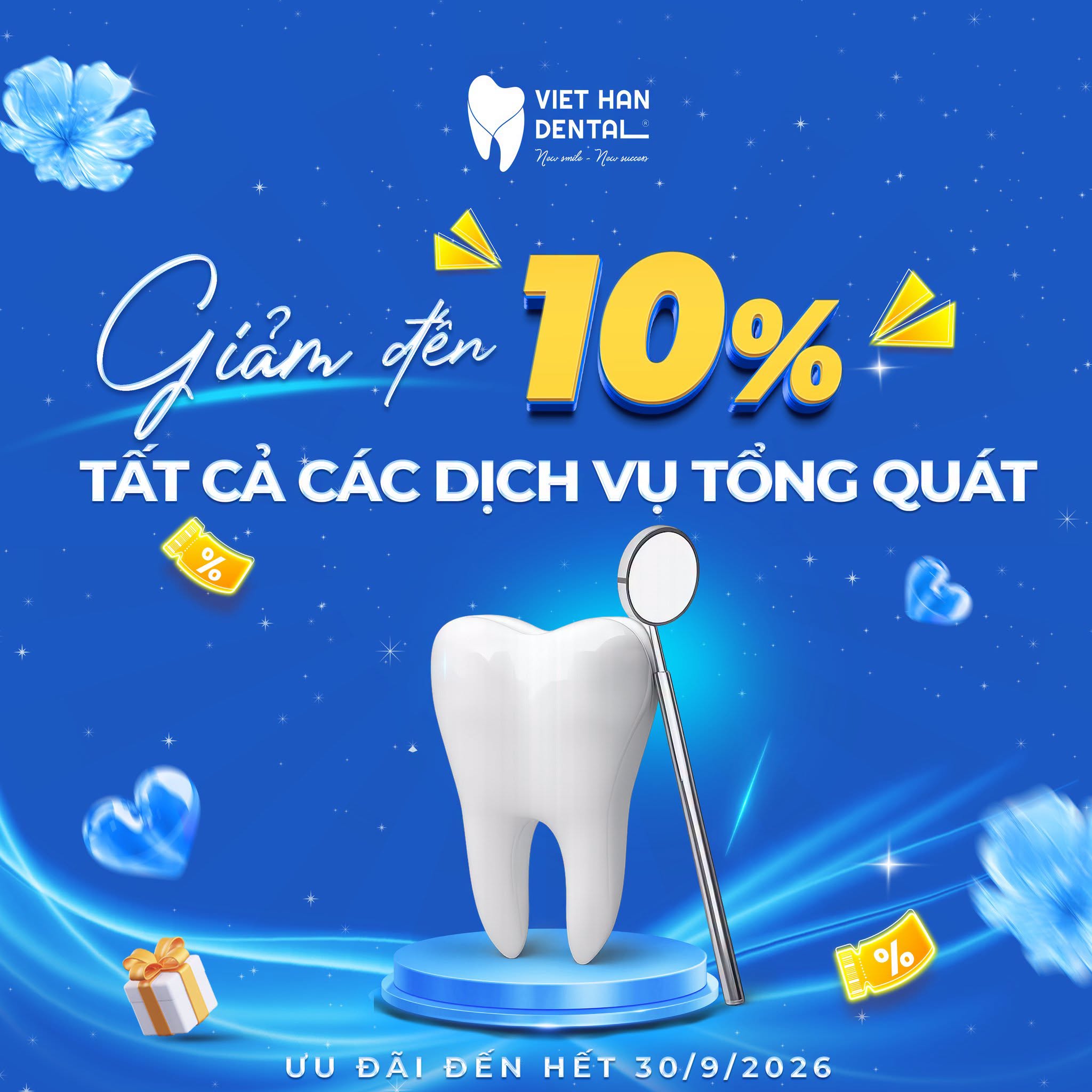 Ưu đãi 10% dịch vụ tổng quát - Sinh nhật 10 năm Nha khoa Việt Hàn